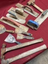 Assorted concrete tools & hammers. 13 pieces