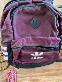 Adidas backpack and assorted custom jewelry