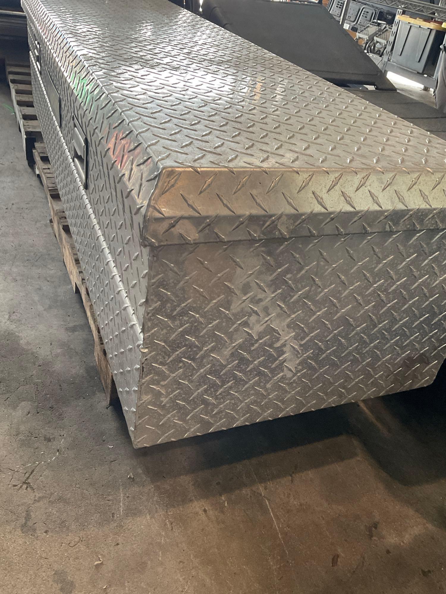 Husky diamond plate, aluminum, cross bed truck tool box 19"x 60" x 20"