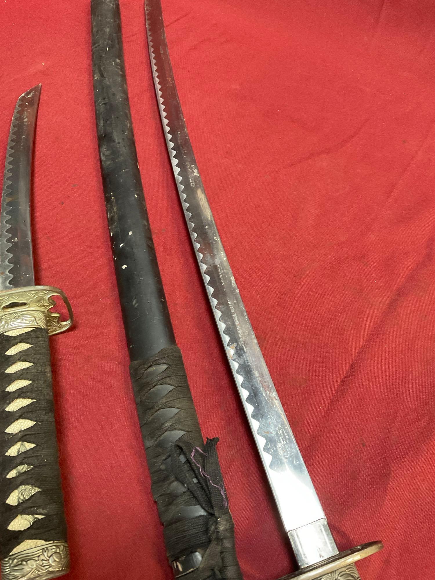 38" & 19" Samurai Swords. Measurement includes blade length with handles. 2 pieces