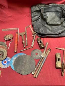 Bag and assorted tool/ items. 26 pieces