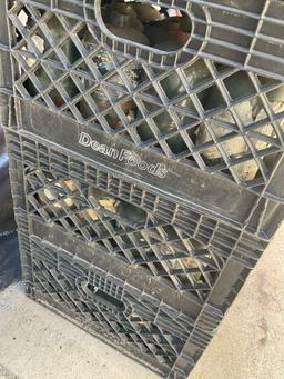 5 plastic crates with propane canister's, some have product