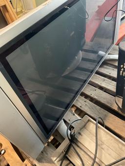 Untested items. Ideal shredder with cabinet, Sharp TV with remote, Keurig machine, Vizio TV no