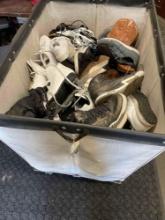 Large lot of pairs of shoes & clothing, majority are shoes. Does NOT include Royal rolling bin