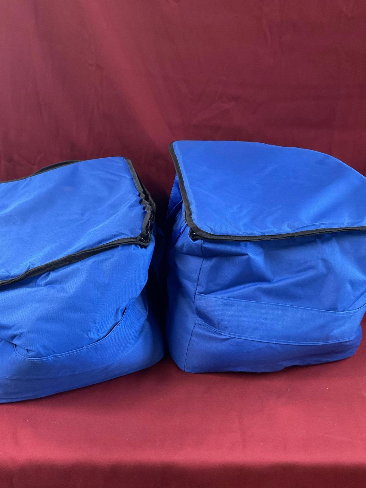 Large hot & cold delivery bag, blue, 2 pieces. One zipper does not work