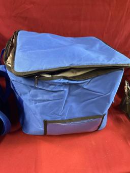 Large hot & cold delivery bag, blue, 2 pieces. One zipper does not work