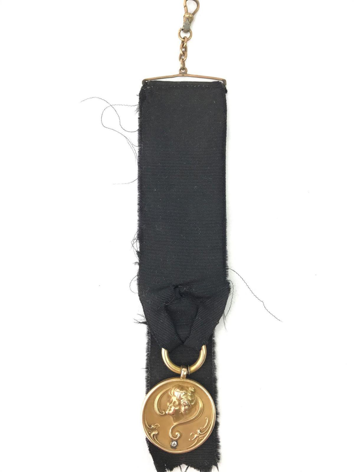 10K Victorian watch fob w/ diamond