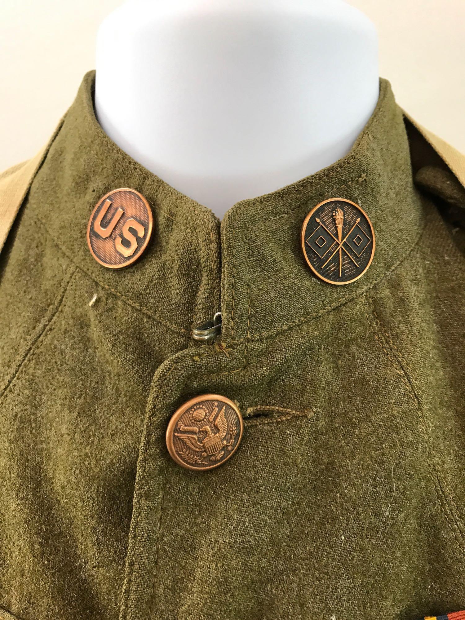 WW1 U.S. Army Signal Corps Tunic with Medals and Grenade Pouch