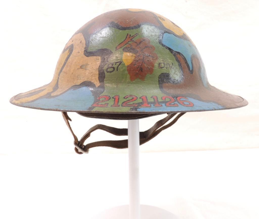 WW1 U.S. Army 87th Division 312th Corps of Engineers D Co. Doughboy Helmet with Camoflage