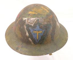 WW1 U.S. Army 36th Divsion Doughboy Helmet with Camoflage and Insignia