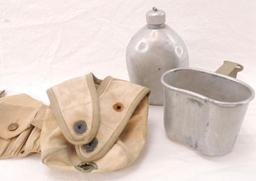 WW1 U.S. U.S.M.C. Canteen with Early Eagle Snap Belt, WW2 Cover, and Pre WW1 Cup