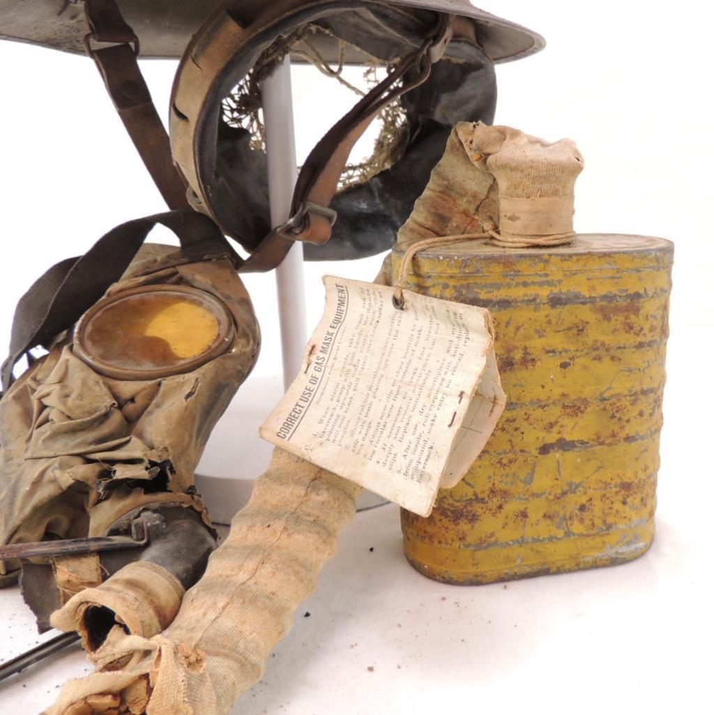 WW1 U.S. Army Mask and Helmet with Handpainted Insignia