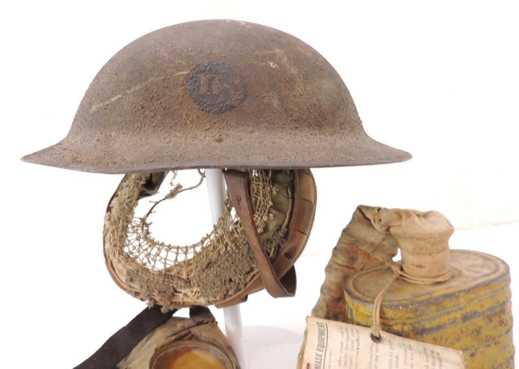 WW1 U.S. Army Mask and Helmet with Handpainted Insignia