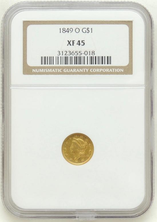 1849-O Liberty Head $1 Gold Piece XF45