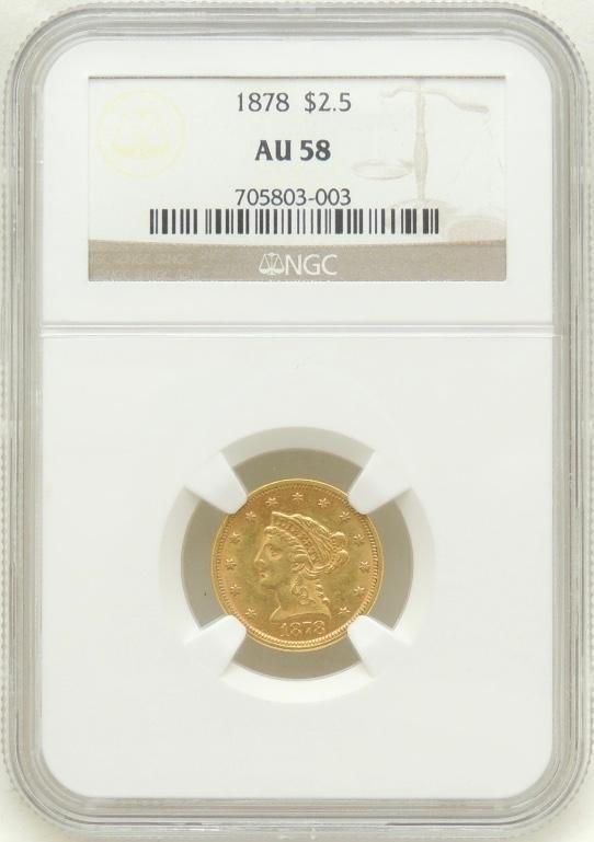 1878 Liberty Head $2.50 Gold Piece AU58