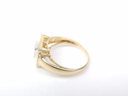 14K Yellow Gold and Cluster Set Diamond Cocktail Ring