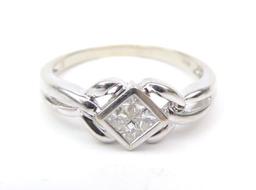 14K White Gold and Diamond Cluster Set Ring