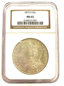 Morgan Silver Dollar 1879-S NGC MS65