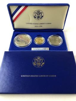 1986 US Mint Liberty 3 Coin Proof Set