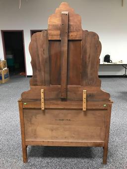 Heavily carved mahogany dresser with mirror 1940s