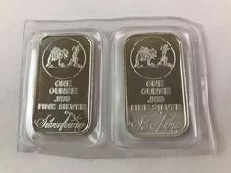 Group of 2, One Ounce .999 Fine Silver Bars