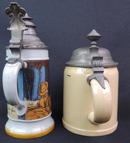 Lot of 2 Antique German Mettloch Steins