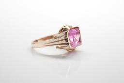 10k Yellow Gold Pink Sapphire Ring