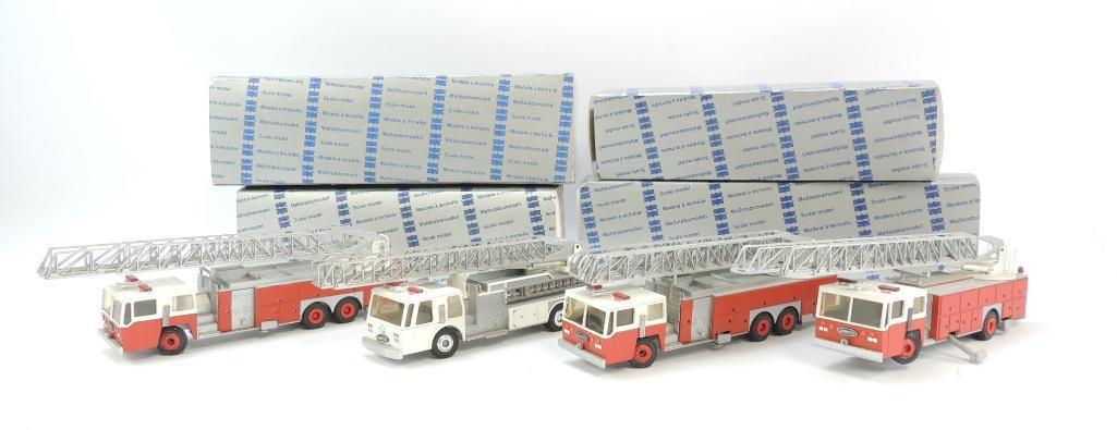 Group of 4 Conrad Emergency One Die-Cast Fire Engines with Original Boxes