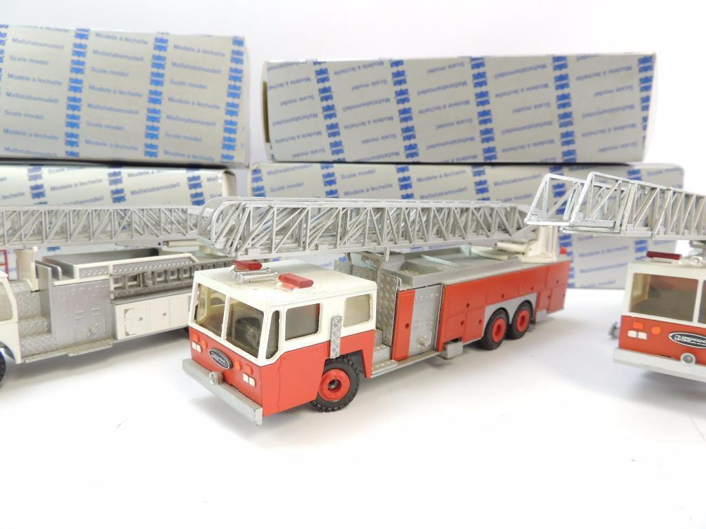 Group of 4 Conrad Emergency One Die-Cast Fire Engines with Original Boxes