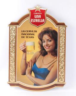 Cerveza Una Estrella Advertising Cardboard Beer Sign