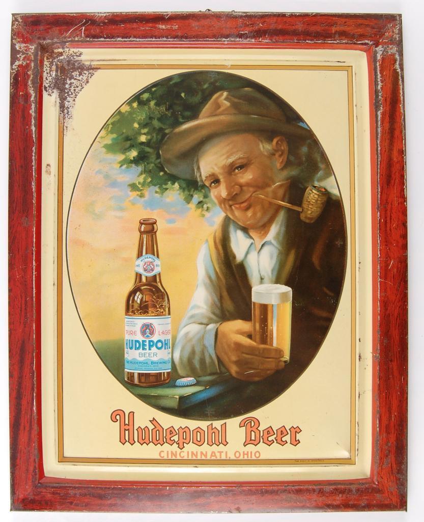 Vintage Hudepohl Beer Advertising Metal Sign