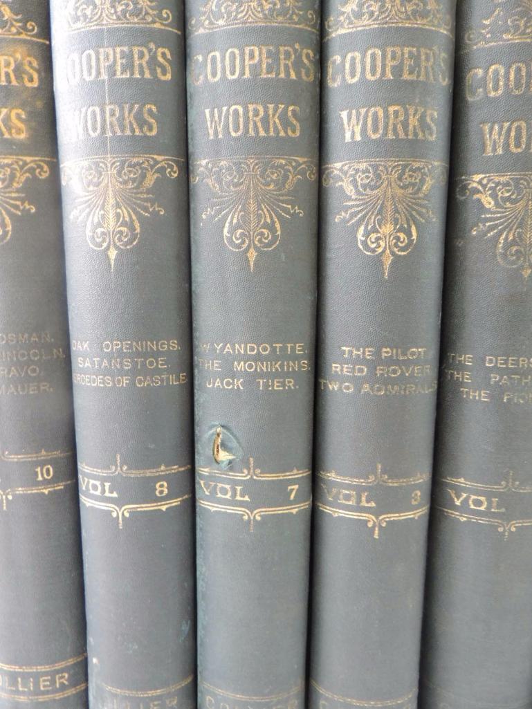 Eight volumes of the works of Fenimore cooper