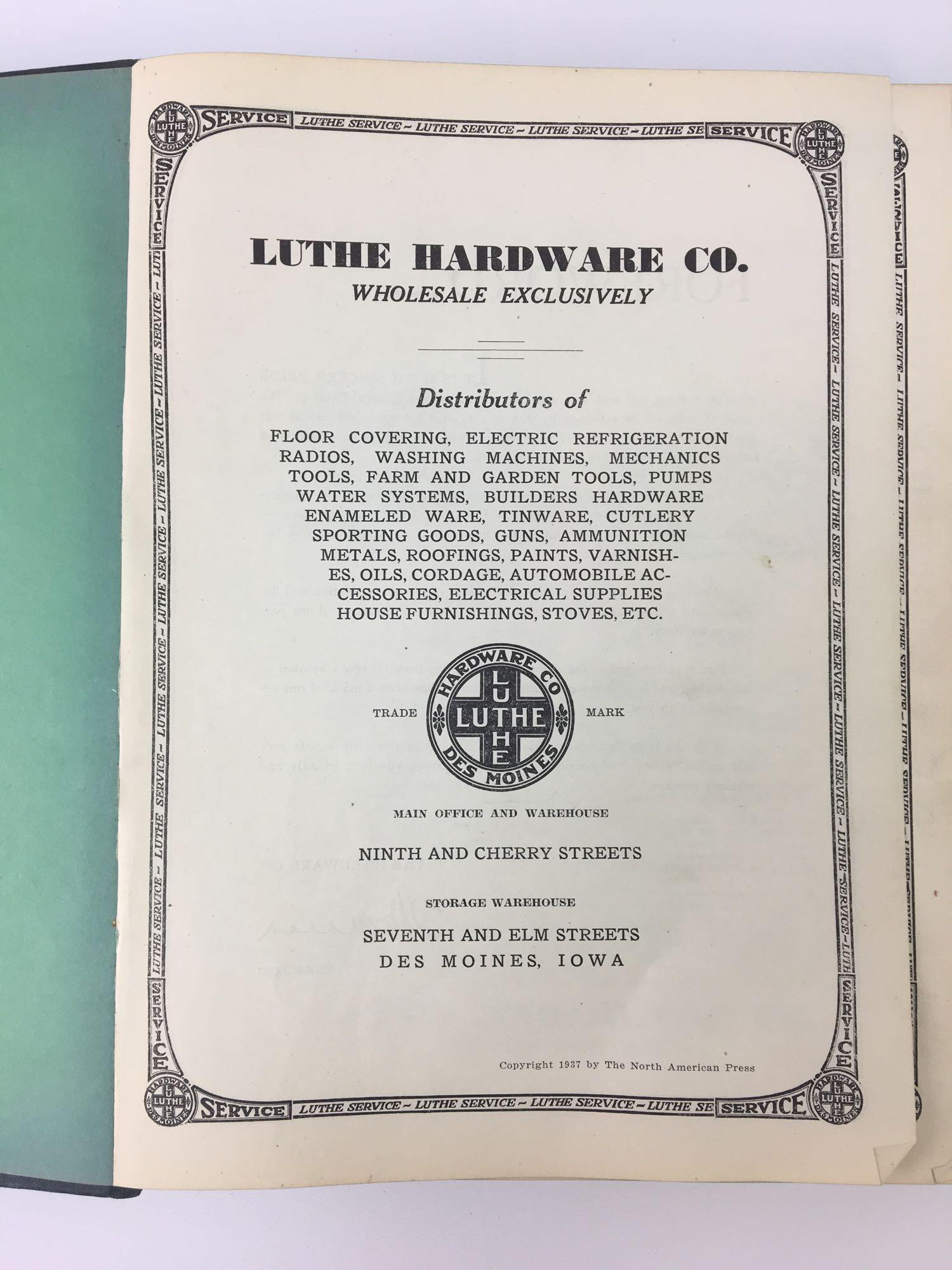 1937 Luthe Hardware Co Des Moines Iowa Catalog