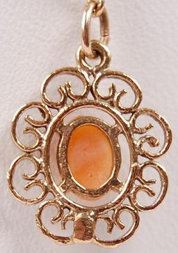 14k Yellow Gold Cameo Pendant and Fashion-link Chain