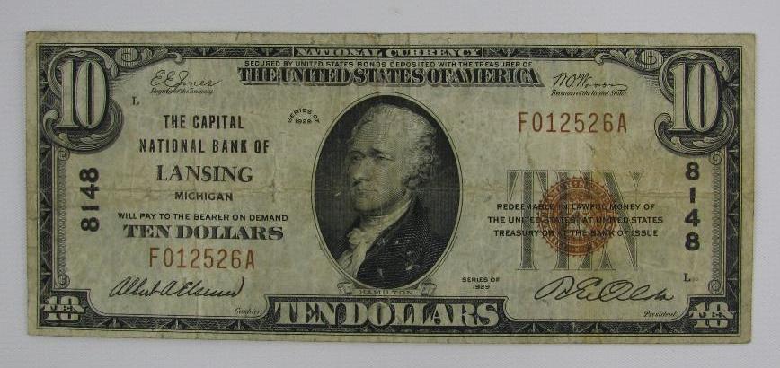 Series of 1929 $10 National Currency Note