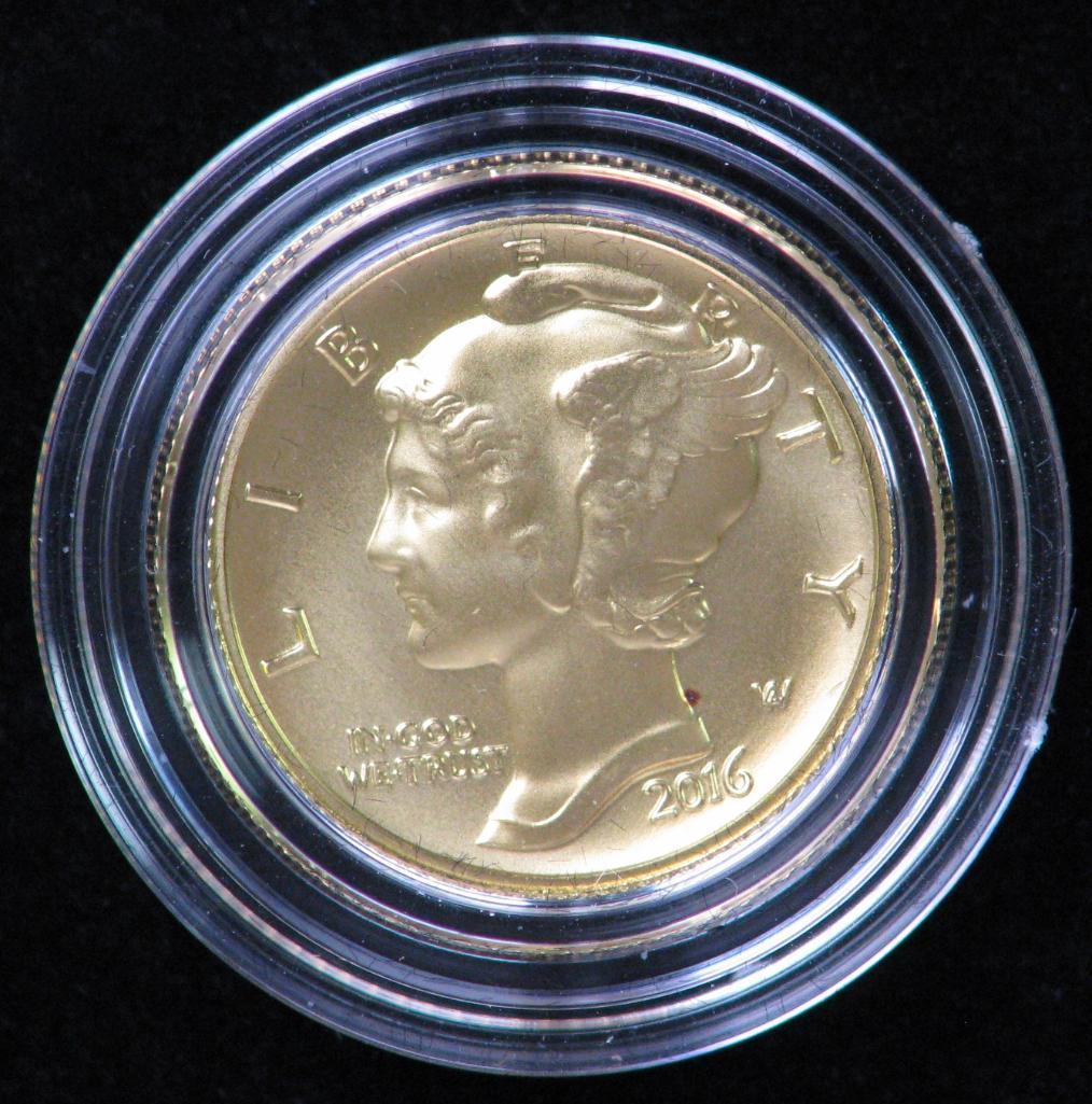 2016-W Mercury Dime Centennial Gold Coin