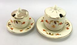 Group of 2 vintage hall jewel tea autumn leaf jelly/sugar bowls