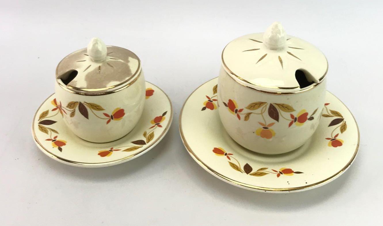 Group of 2 vintage hall jewel tea autumn leaf jelly/sugar bowls