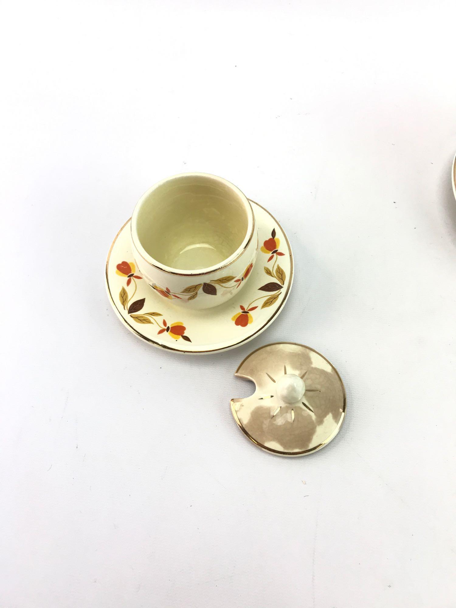 Group of 2 vintage hall jewel tea autumn leaf jelly/sugar bowls