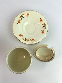 Group of 2 vintage hall jewel tea autumn leaf jelly/sugar bowls