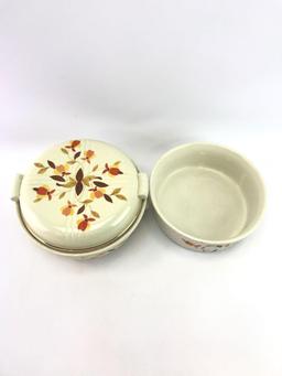 Group of two vintage hall Jewel tea autumn leaf casserole dishes