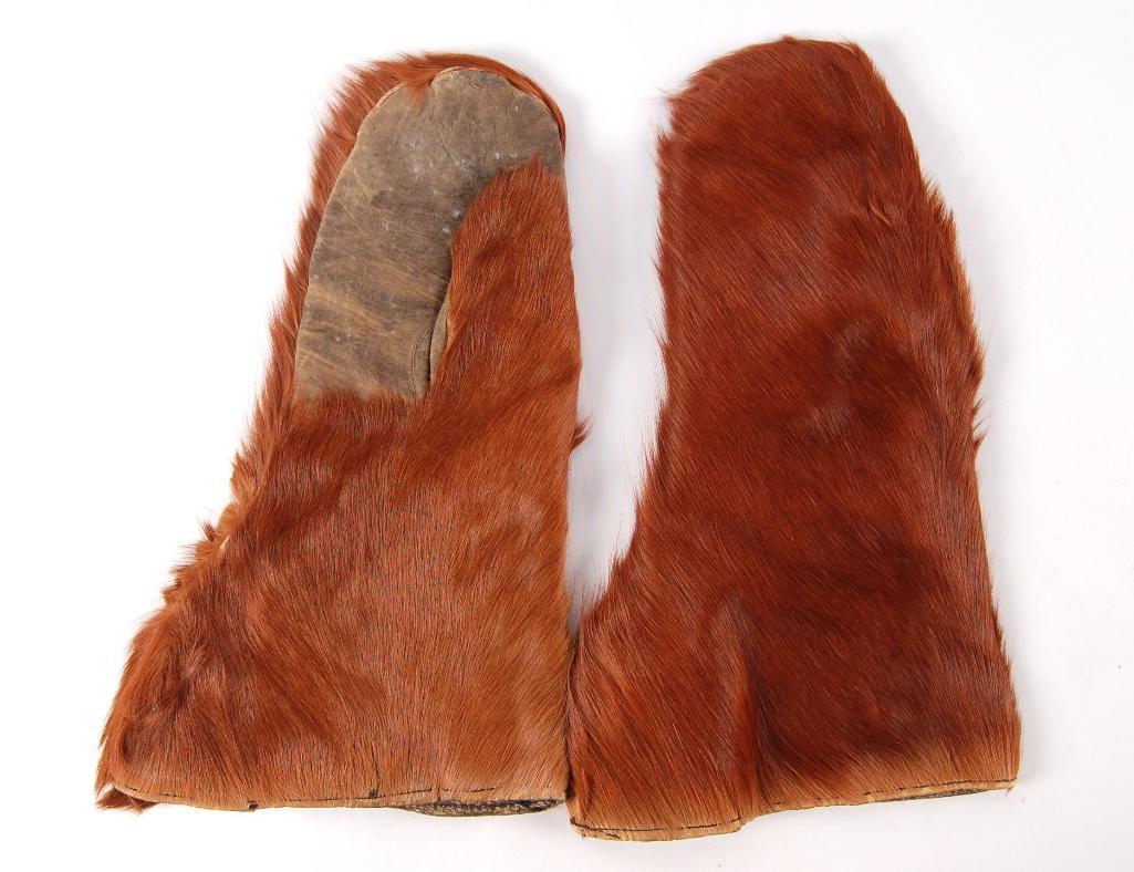 Pair of Antique Bear Fur Mittens
