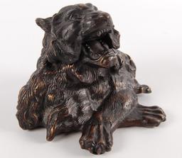 Antique Bronze Lion Ink Well