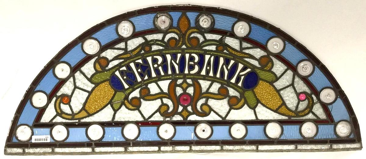 Antique Fernbank Stained and Leaded Glass Window