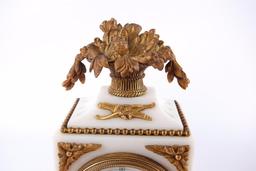 Antique Ornate Marble Mantle Clock with Brass Accents