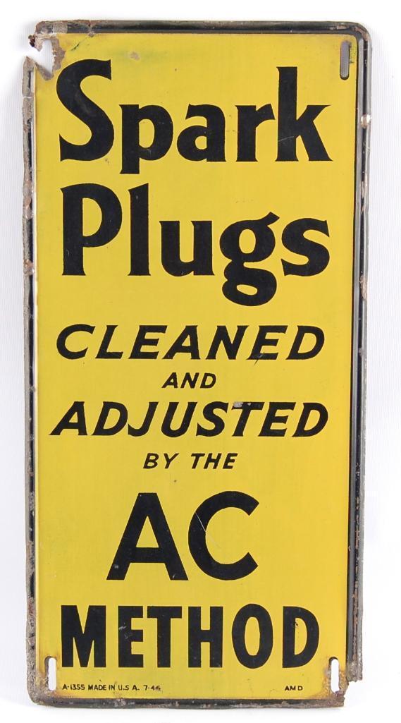 Vintage AC Method Spark Plugs Advertising Metal Sign