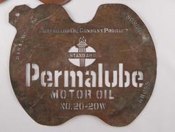 Vintage Standard Oil Permalube Motor Oil Metal Advertising Barrel Stencil