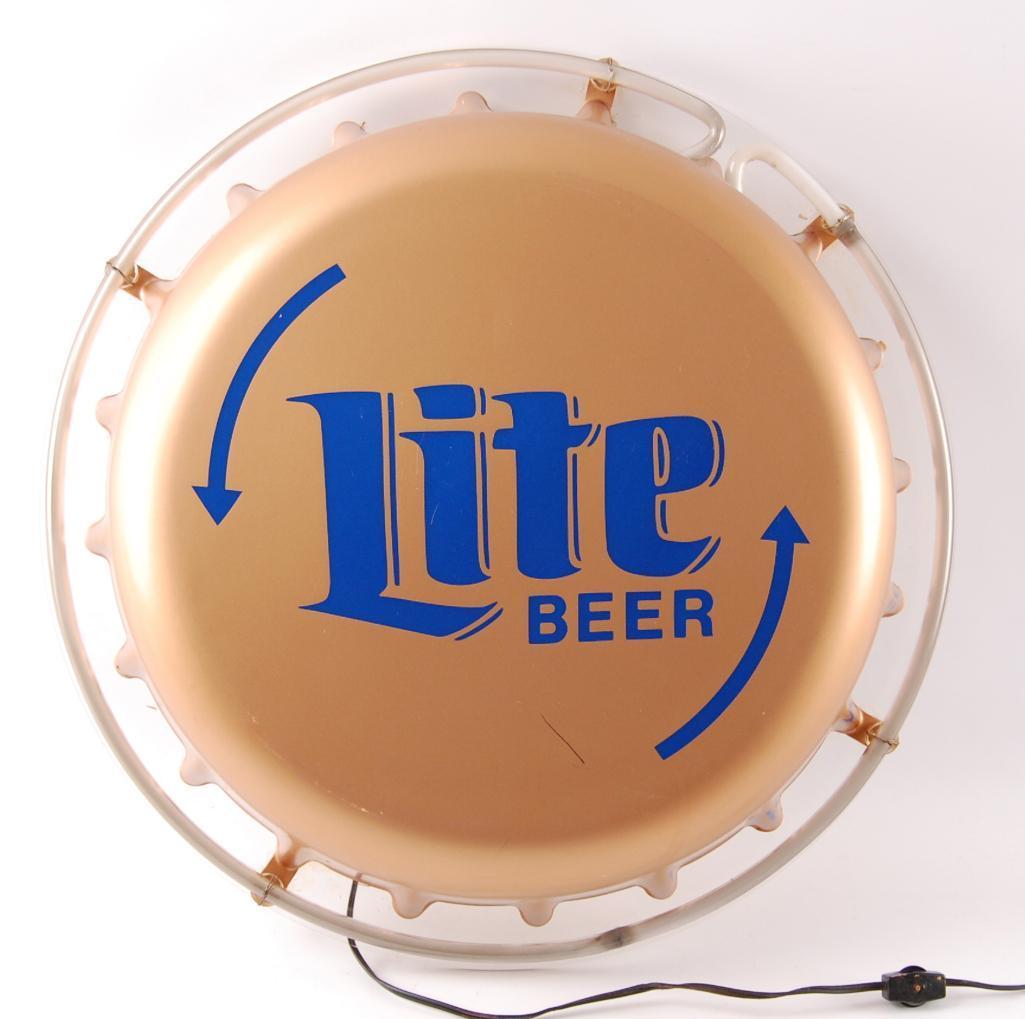 Miller Lite Bottle Cap Light Up Advertising Neon Beer Sign