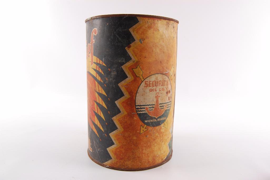 Vintage Silent Chief Motor Oil Advertising 5 Quart Oil Can