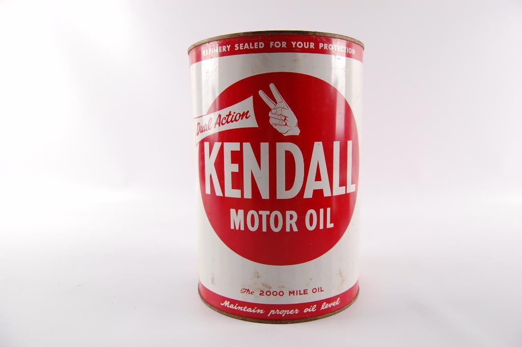 Vintage Kendall Dual Action Motor Oil Advertising 5 Quart Oil Can